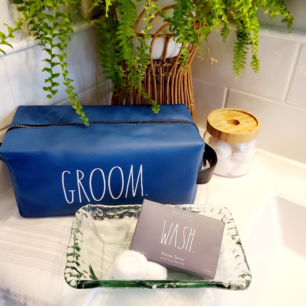 Rae Dunn GROOM Toiletry Bag & Wash Bar Soap Set